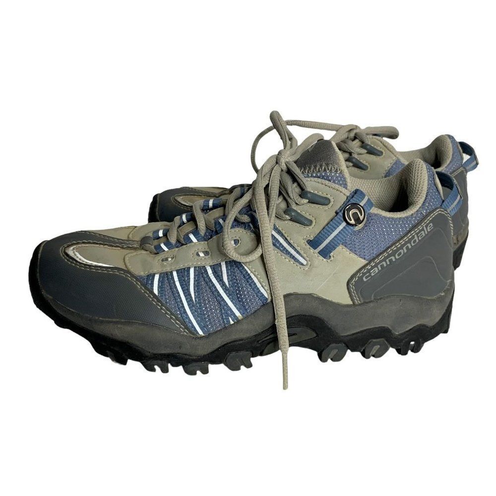 Cannondale Cycling Mountain Biking Shoes 7.5 Blue Grey Rugged Lace Up Hiking